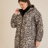 Олекотено есенно яке с леопардова щампа
