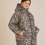 Олекотено есенно яке с леопардова щампа