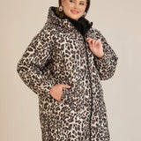 Олекотено есенно яке с леопардова щампа