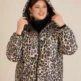 Олекотено есенно яке с леопардова щампа