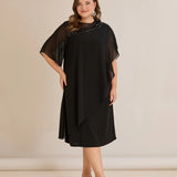 Празнична рокля шифон и пайети - черен