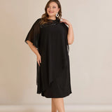 Празнична рокля шифон и пайети - черен