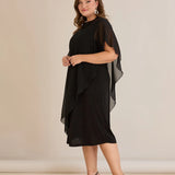 Празнична рокля шифон и пайети - черен