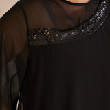 Празнична рокля шифон и пайети - черен