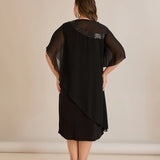 Празнична рокля шифон и пайети - черен