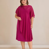 Празнична рокля шифон и пайети - фуксия