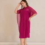 Празнична рокля шифон и пайети - фуксия