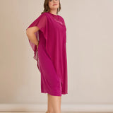 Празнична рокля шифон и пайети - фуксия