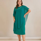 Празнична рокля шифон и пайети - аква