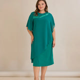 Празнична рокля шифон и пайети - аква