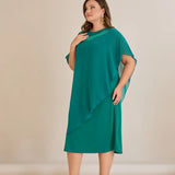 Празнична рокля шифон и пайети - аква