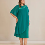 Празнична рокля шифон и пайети - аква