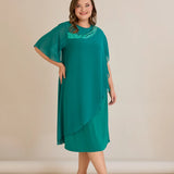 Празнична рокля шифон и пайети - аква