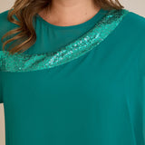 Празнична рокля шифон и пайети - аква