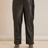 Кожен панталон прав модел - черен