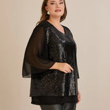 Празнична туника от шифон с пайети