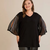 Официална туника с шифонени ръкави и камъчета