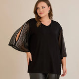 Официална туника с шифонени ръкави и камъчета