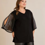 Официална туника с шифонени ръкави и камъчета