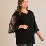 Официална туника с шифонени ръкави и камъчета