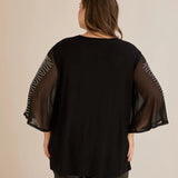 Официална туника с шифонени ръкави и камъчета