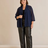 Празнична наметка от шифон - тъмносин