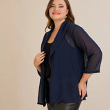 Празнична наметка от шифон - тъмносин