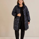 Макси удължено ватирано яке А-линия - тъмносин