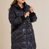 Макси удължено ватирано яке А-линия - тъмносин