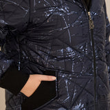 Макси удължено ватирано яке А-линия - тъмносин