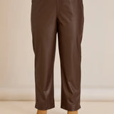 Кожен панталон прав модел - шоколад