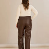 Кожен панталон прав модел - шоколад