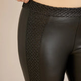 Кожен подплатен клин с ефектна мрежа и висока талия