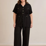 Елегантен сет две части от лен и вискоза - черен