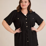 Елегантен сет две части от лен и вискоза - черен