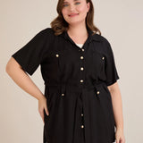 Елегантен сет две части от лен и вискоза - черен