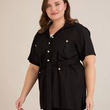 Елегантен сет две части от лен и вискоза - черен