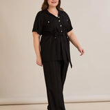 Елегантен сет две части от лен и вискоза - черен