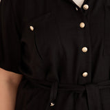 Елегантен сет две части от лен и вискоза - черен