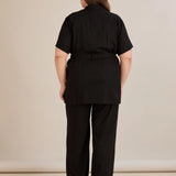 Елегантен сет две части от лен и вискоза - черен