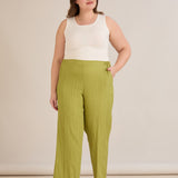 Панталон от лека релефна материя - лайм
