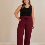 Спортен широк панталон с цепки - бургунди