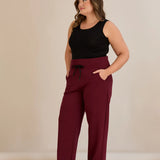 Спортен широк панталон с цепки - бургунди