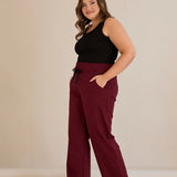 Спортен широк панталон с цепки - бургунди