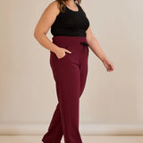 Спортен широк панталон с цепки - бургунди