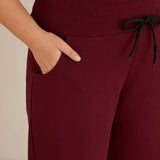 Спортен широк панталон с цепки - бургунди