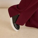 Спортен широк панталон с цепки - бургунди