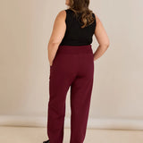 Спортен широк панталон с цепки - бургунди