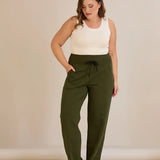 Спортен широк панталон с цепки - каки