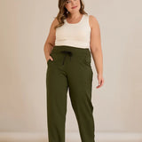 Спортен широк панталон с цепки - каки